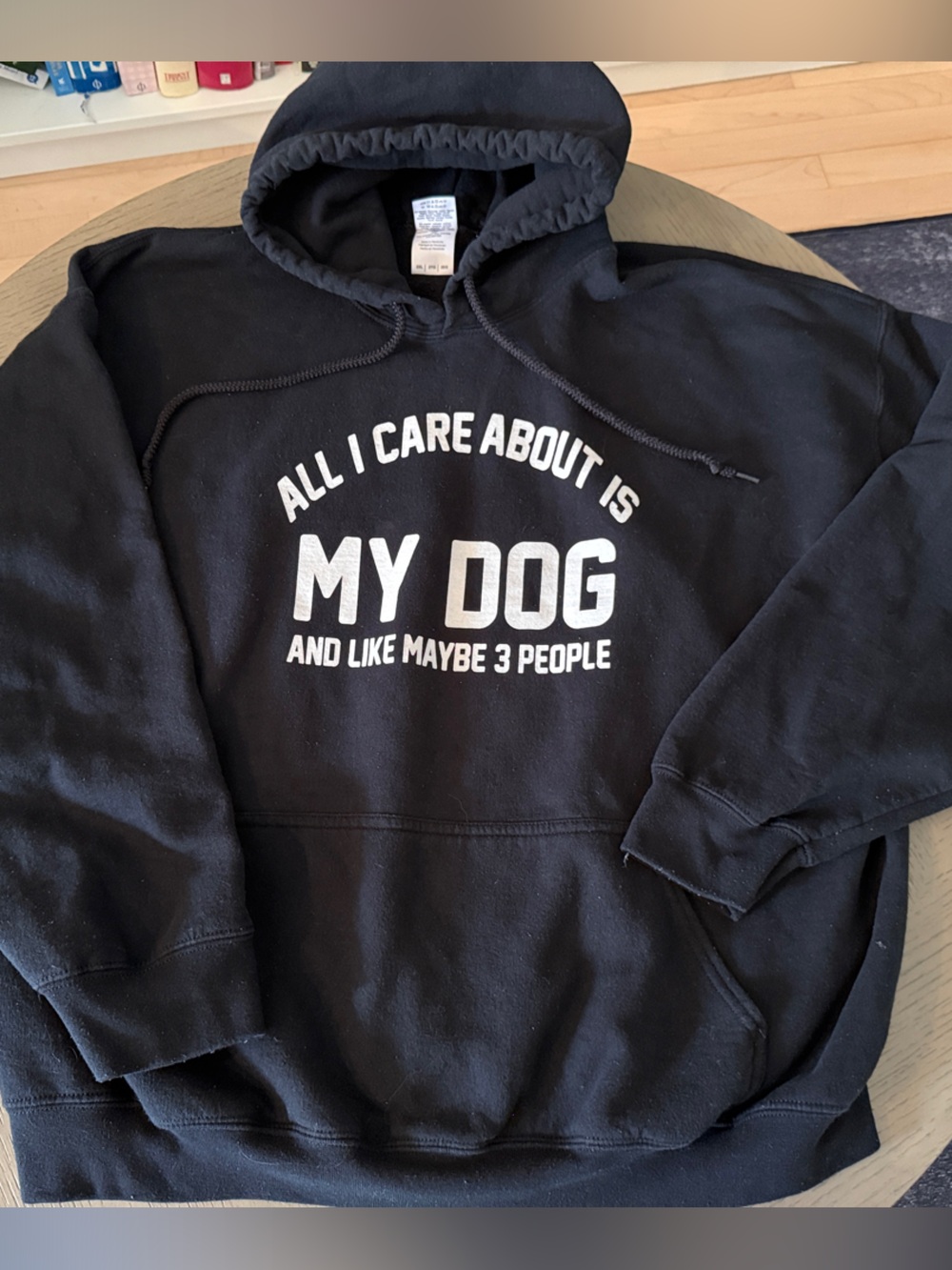 Black Graphic Hoodie "All I Care About Is My Dog", 2XL